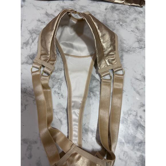 Metallic Gold Bikini Set S Swimwear Cosplay Intimate Coquette Feminine Pinup - Picture 4 of 7